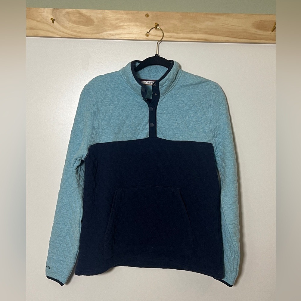 Orvis Quarter Snap Button Colorblock Sweatshirt Quilted Womenβ Size Small